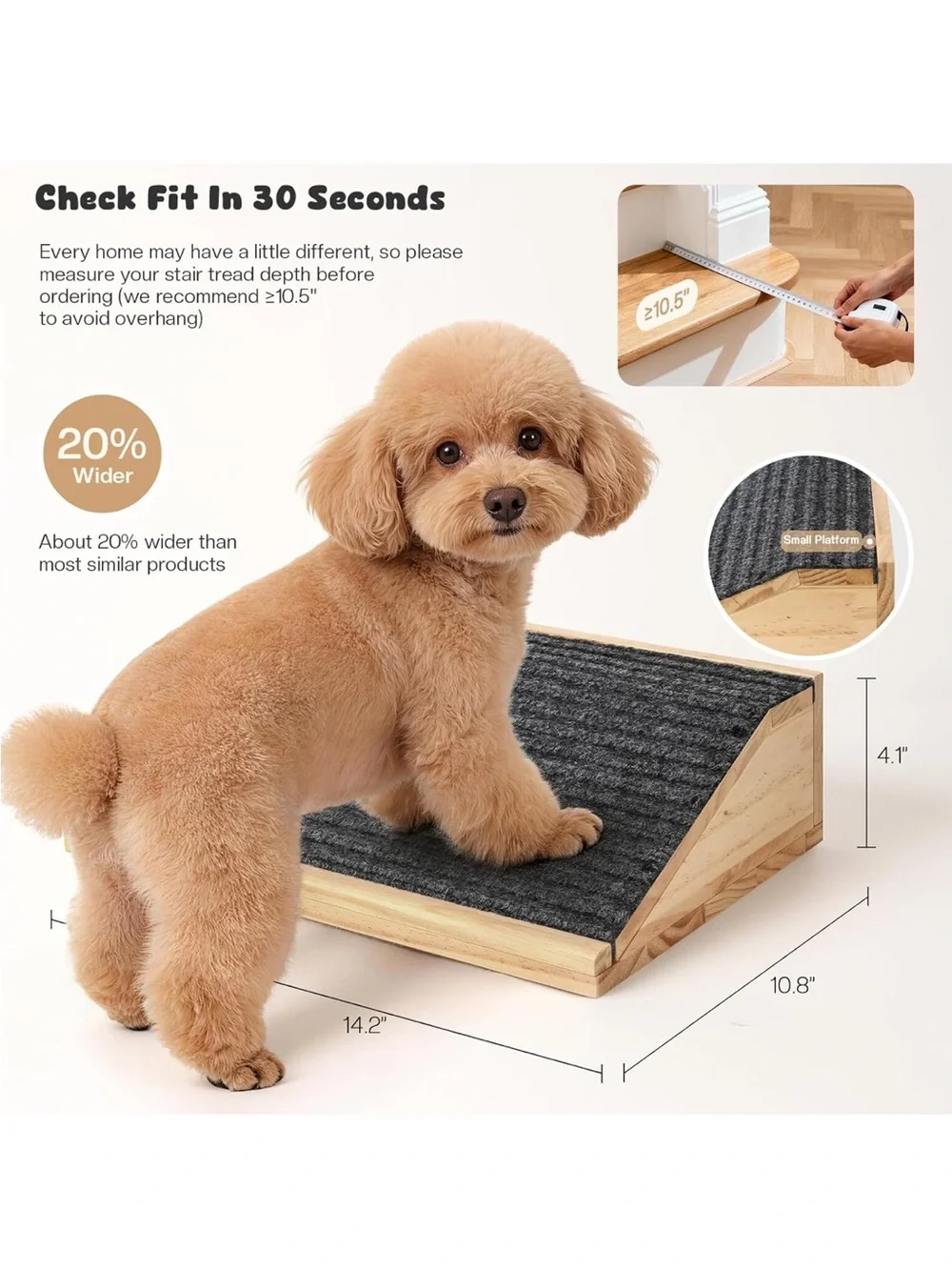 NWOT 3-Pack Wooden Dog Ramp for Stairs, Anti-Slip Pet Steps for Small Dogs